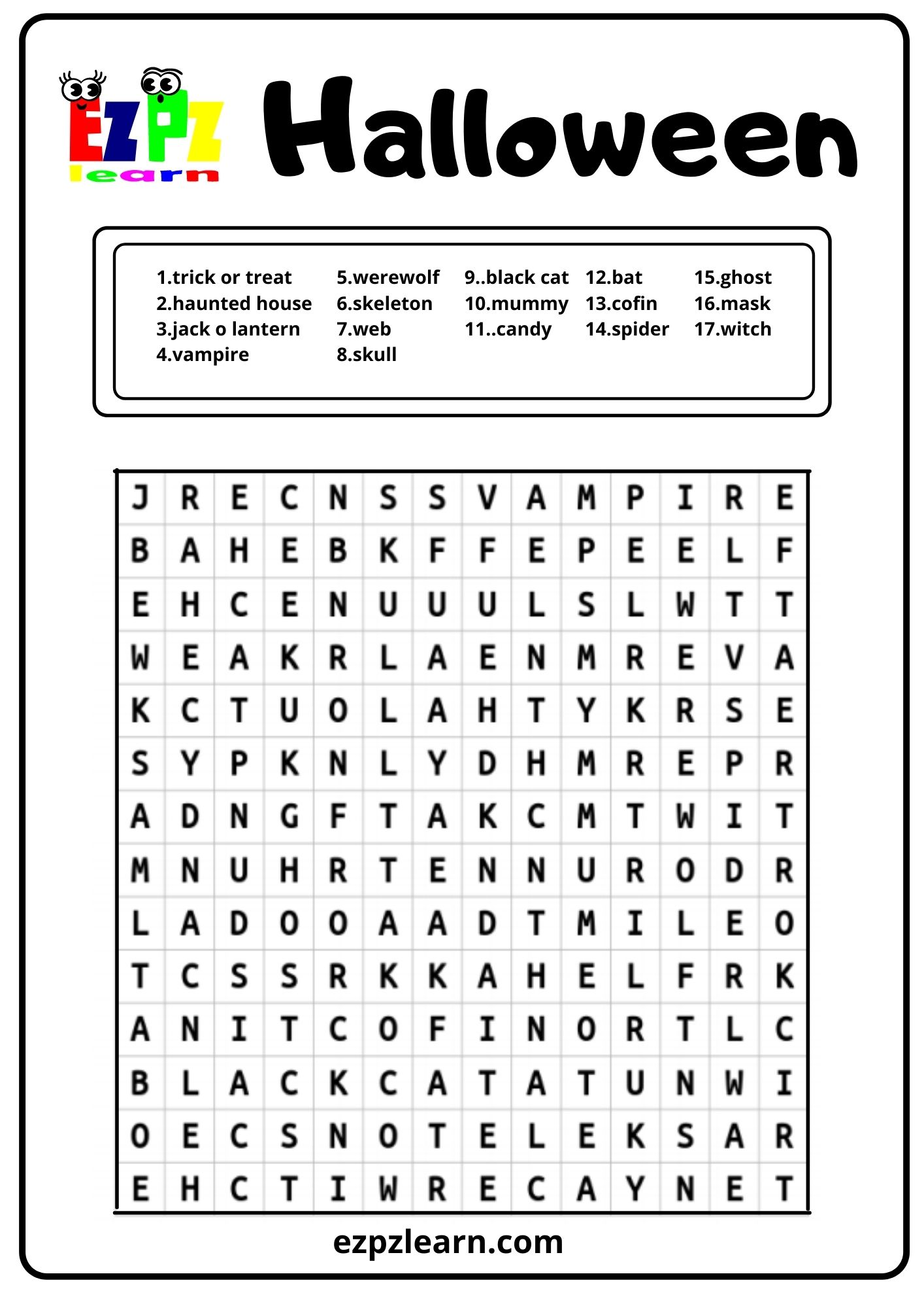 Halloween Word Search